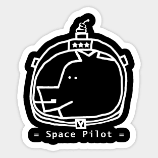 White Line Space Pilot Astronaut Pig Portrait Sticker